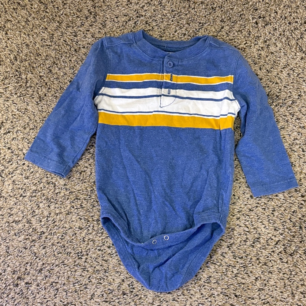Faded Glory Blue and Gold Striped Bodysuit